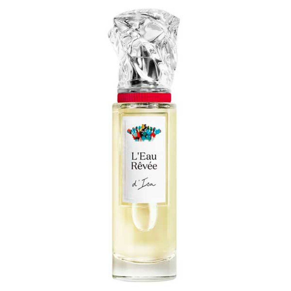 Sisley L'Eau Rêvée d'Isa Eau de Toilette fles met transparante, getextureerde dop en rode ring.