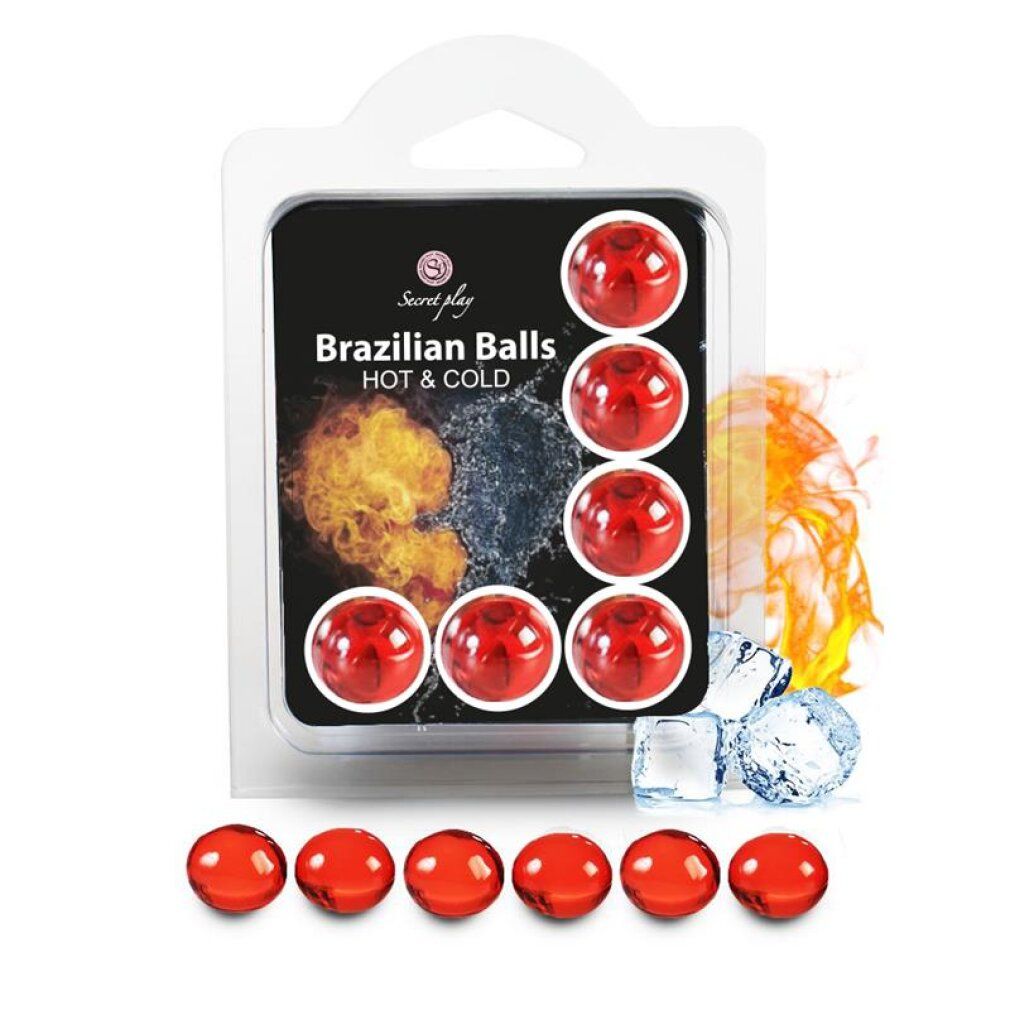 Six billes brésiliennes rouges à effet chaud et froid, emballage blister.