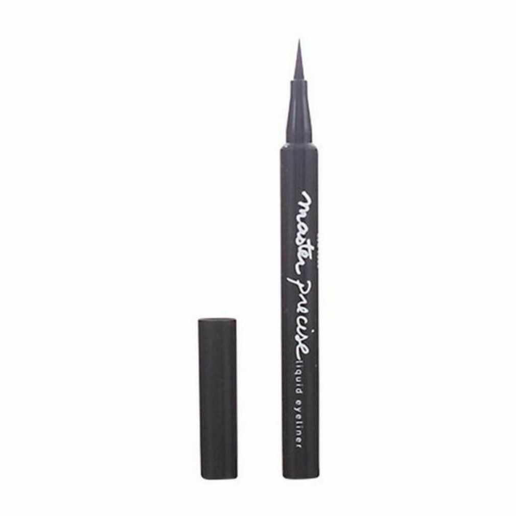 Eyeliner noir à pointe fine et capuchon noir. Inscription: Master Precise Liquid Eyeliner.