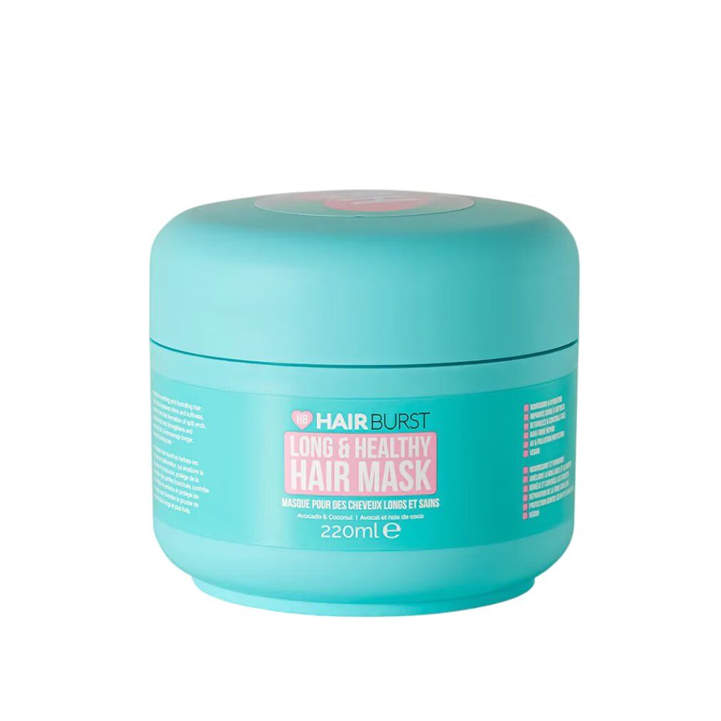 Turquoise pot voor haarmasker "Hairburst Long & Healthy Hair Mask", 220ml.
