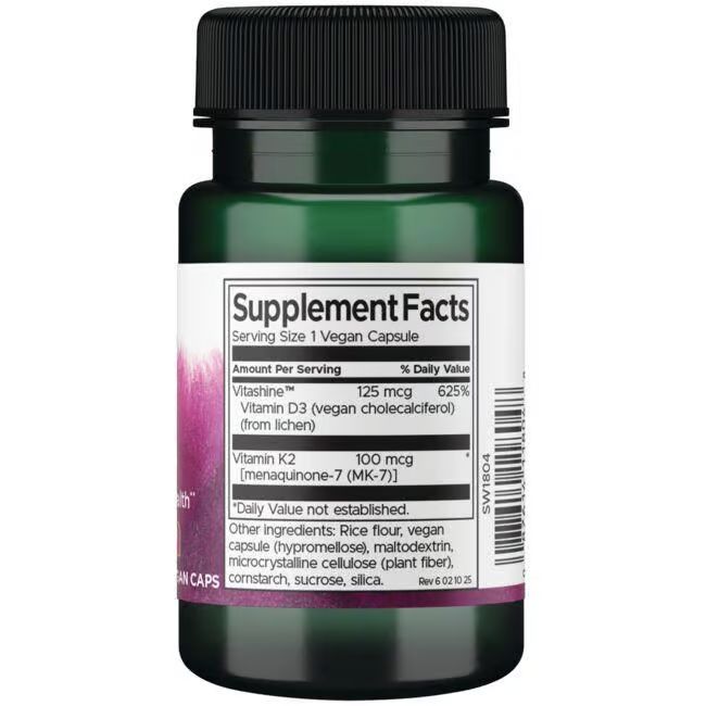 Vue arrière d'un flacon vert avec bouchon noir. Étiquette avec informations nutritionnelles et ingrédients.
