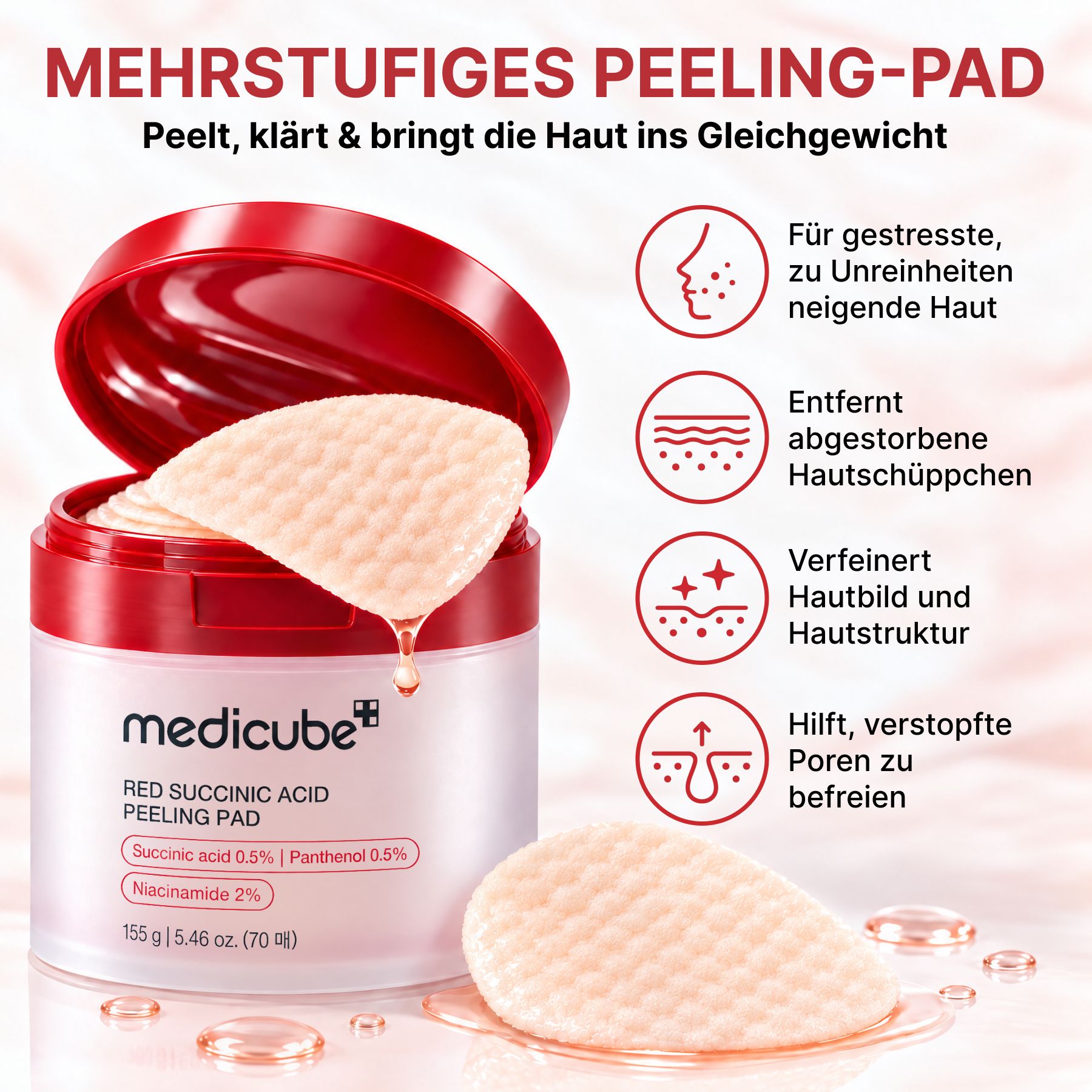 Medicube BHA, AHA Barnsteenzuur Reinigingspads Gezichtsscrub