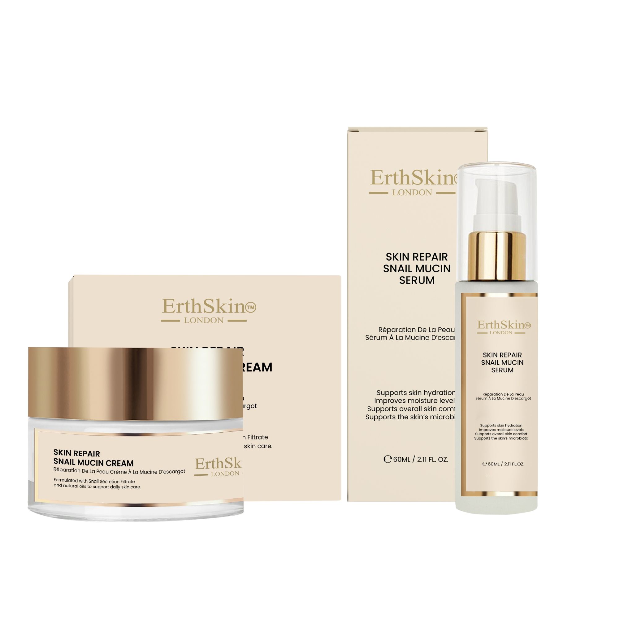 ErthSkin London Crème réparatrice à la bave d'escargot + Sérum à la bave d'escargot