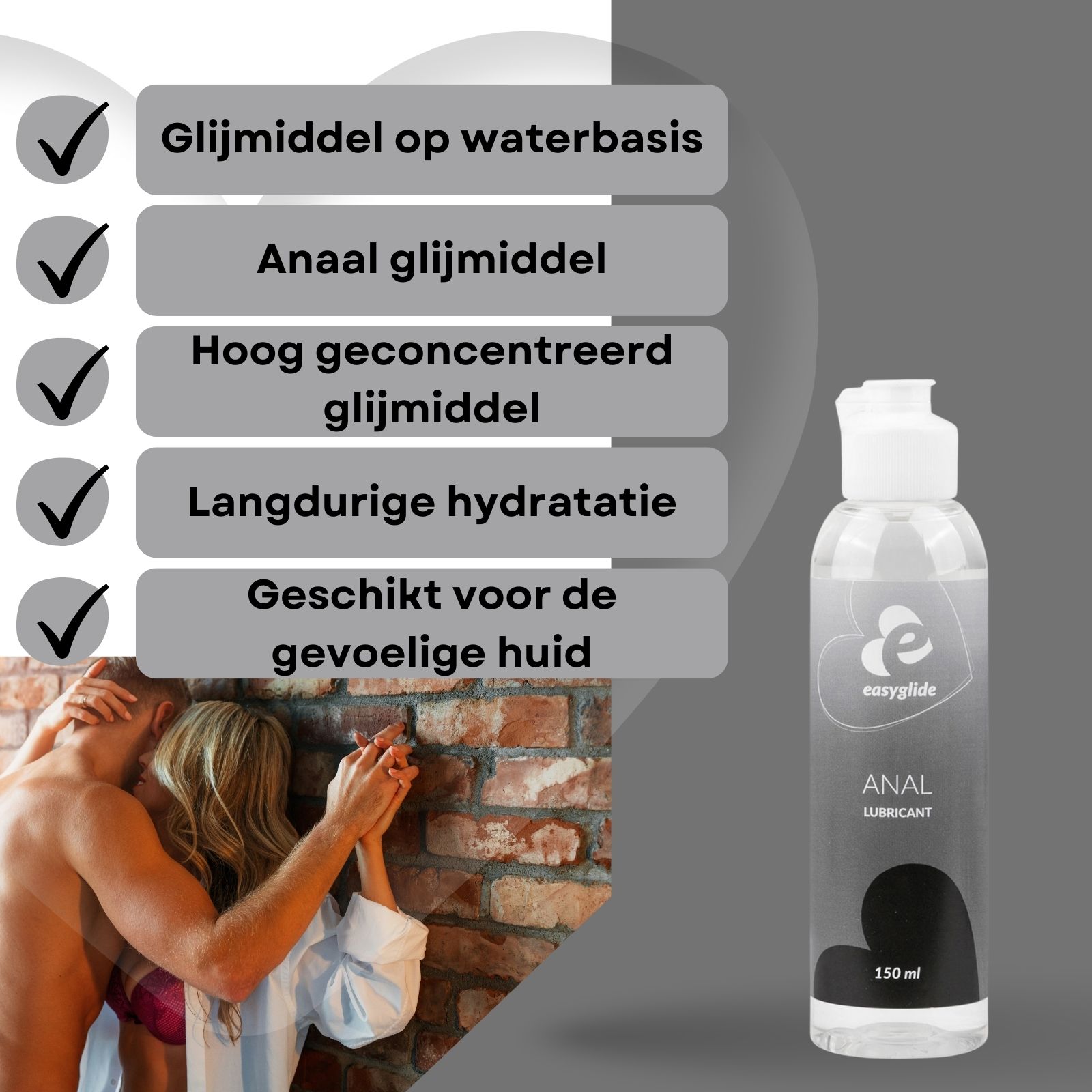 Easyglide Cooling glijmiddel. Fles met witte dop en blauw etiket. 150 ml. Tekst: Cooling Lubricant.