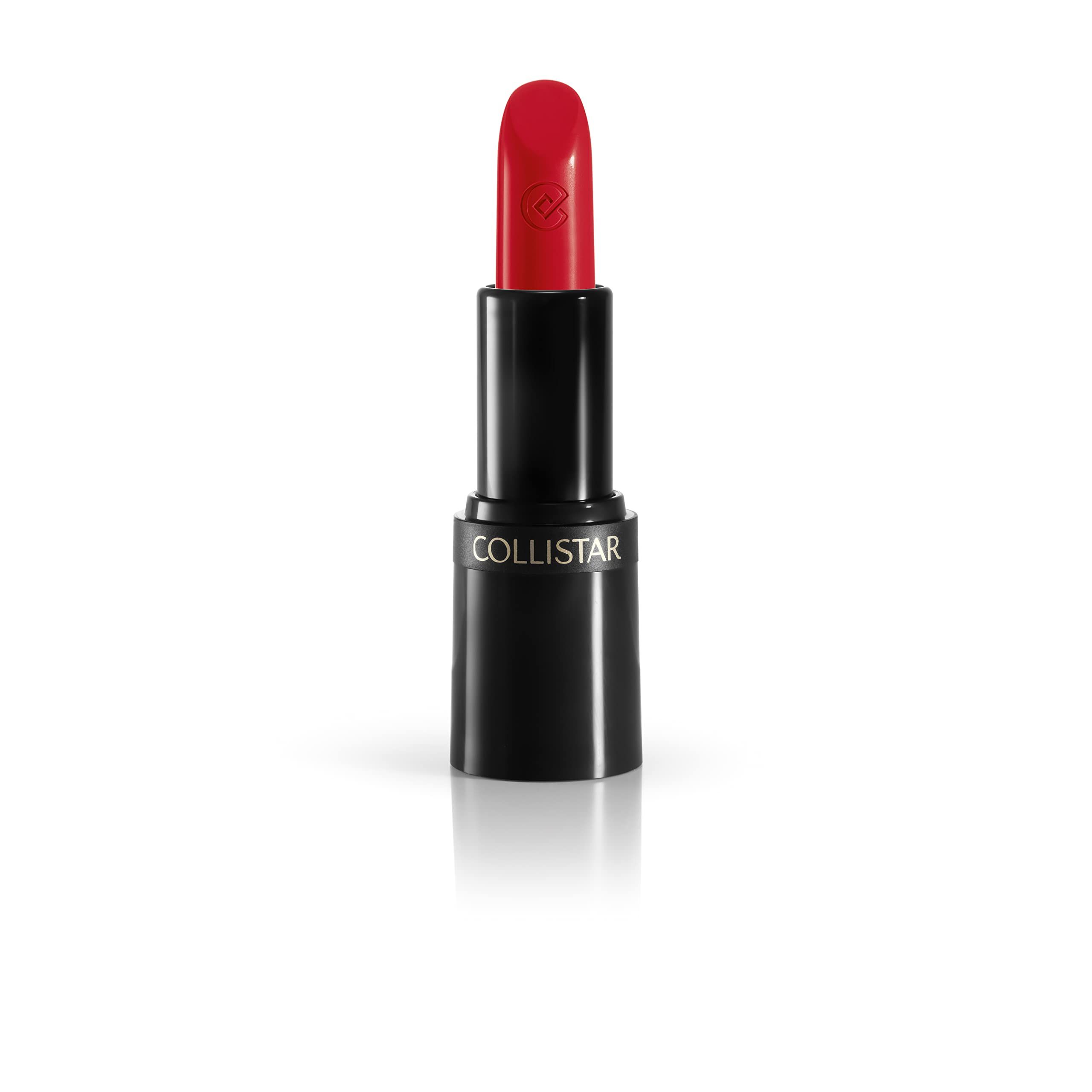 Rouge à lèvres rouge dans un étui noir. Marque Collistar visible. Nom du produit non indiqué.