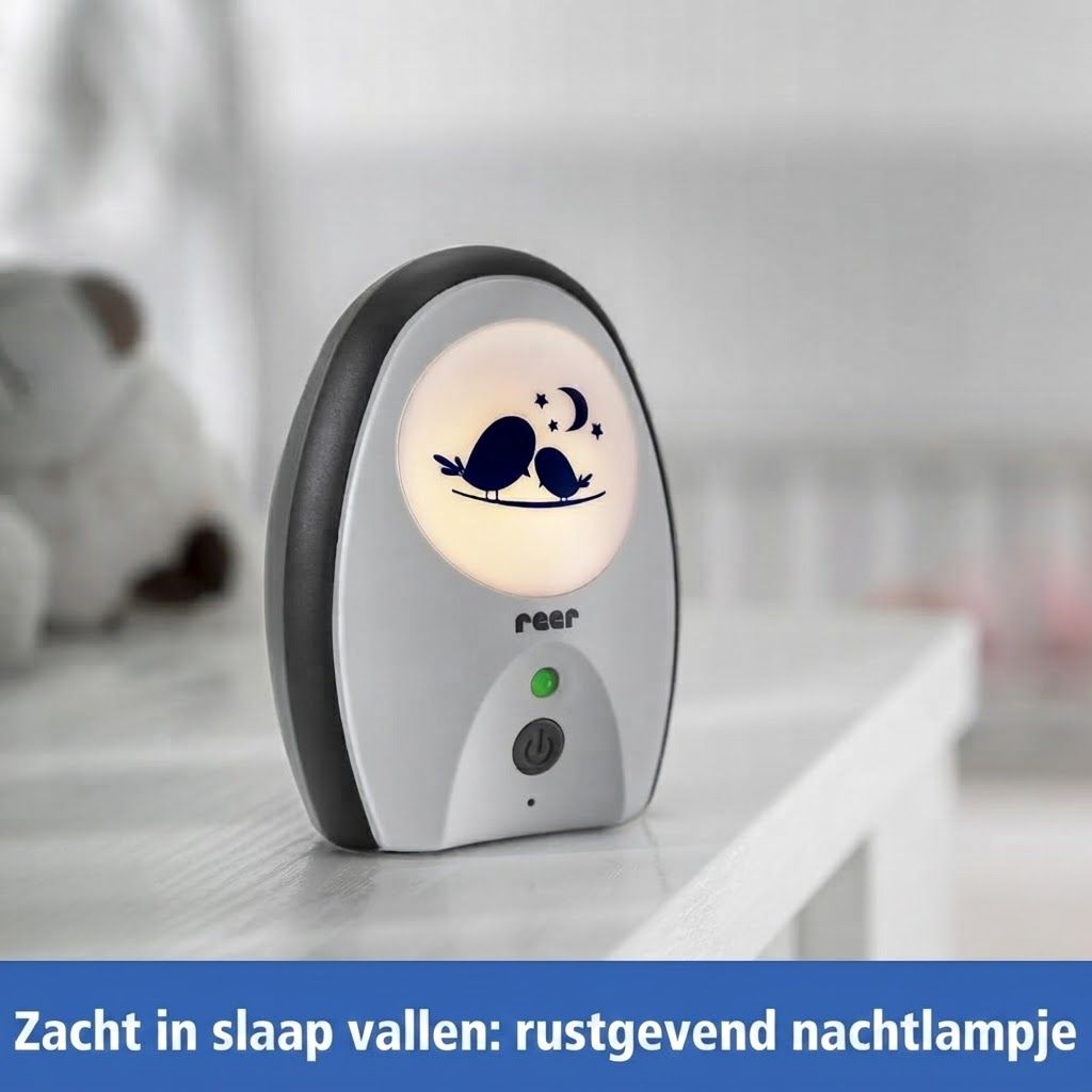 Babyfoon met nachtlampje en vogelmotief.