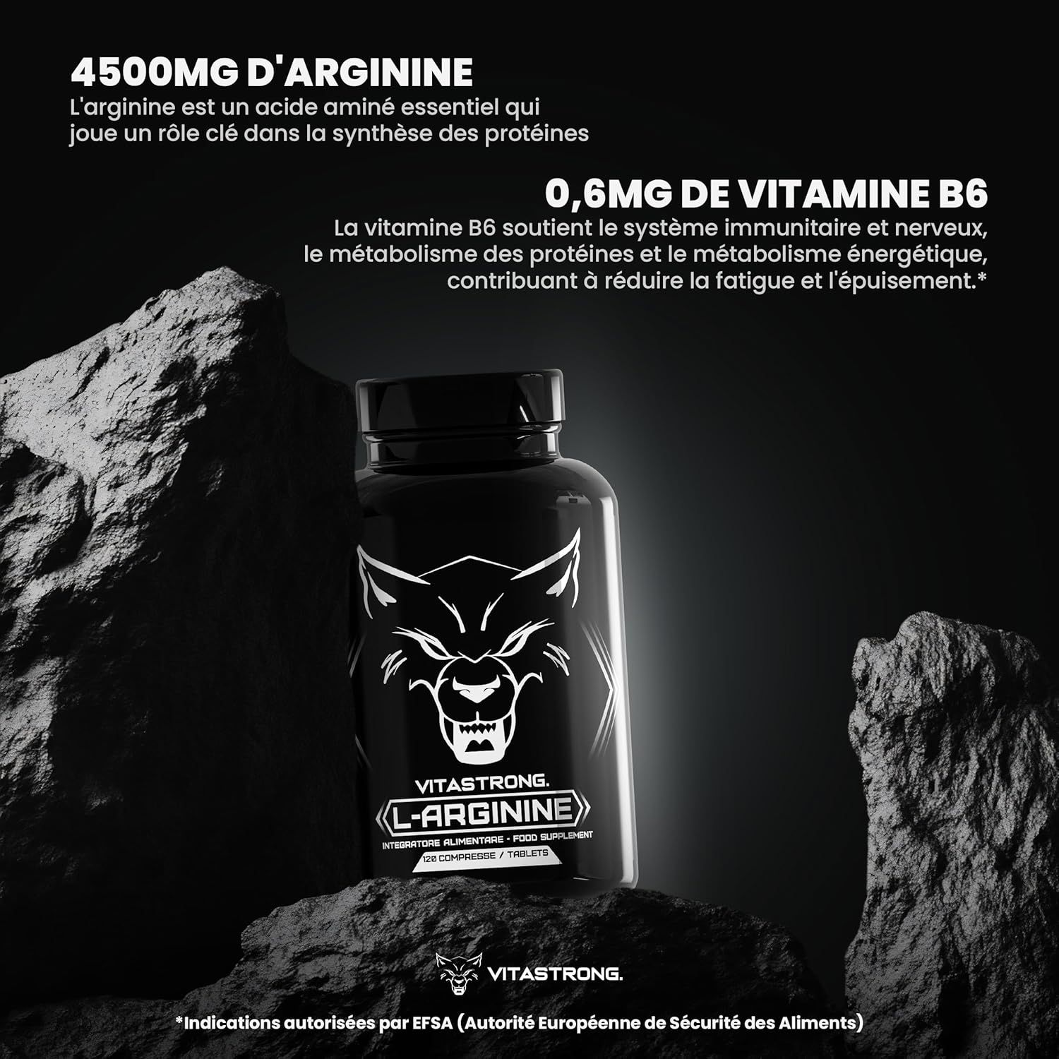 Man met gewichten, rood tanktop. Vitastrong logo onderaan. Tekst: Hoe te gebruiken?