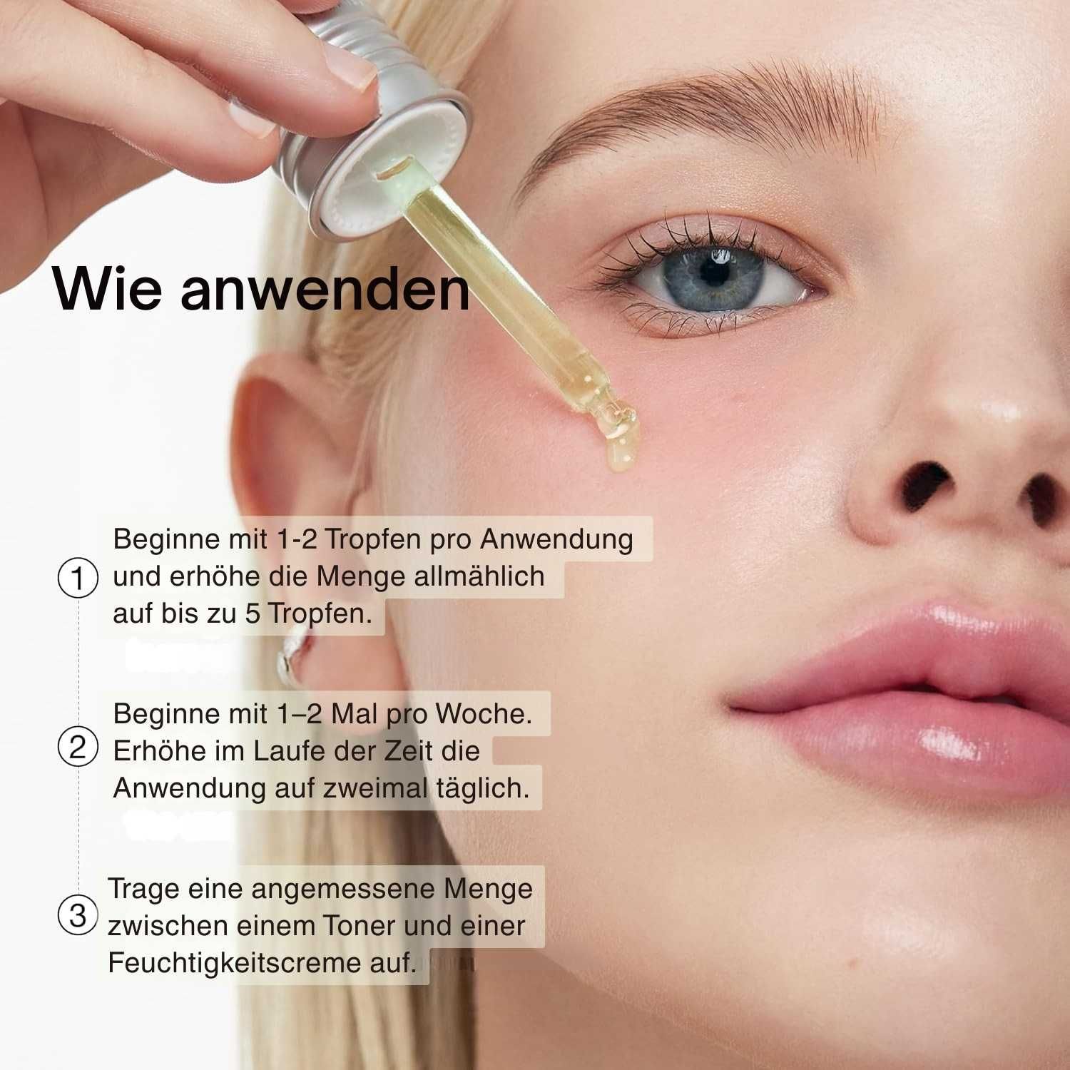 Application du sérum Anua Azelaic Acid 10 Hyaluron sur la peau.