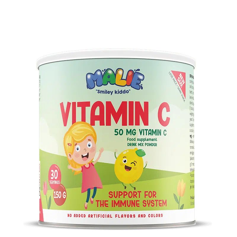 Boîte Malie Vitamine C, 50 mg, 150 g, pour le système immunitaire.