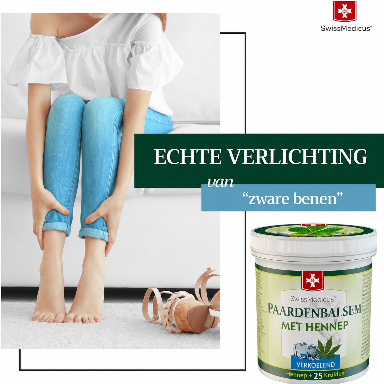 SwissMedicus Paardenbalsem met hennep, verkoelend, met 25 kruiden.