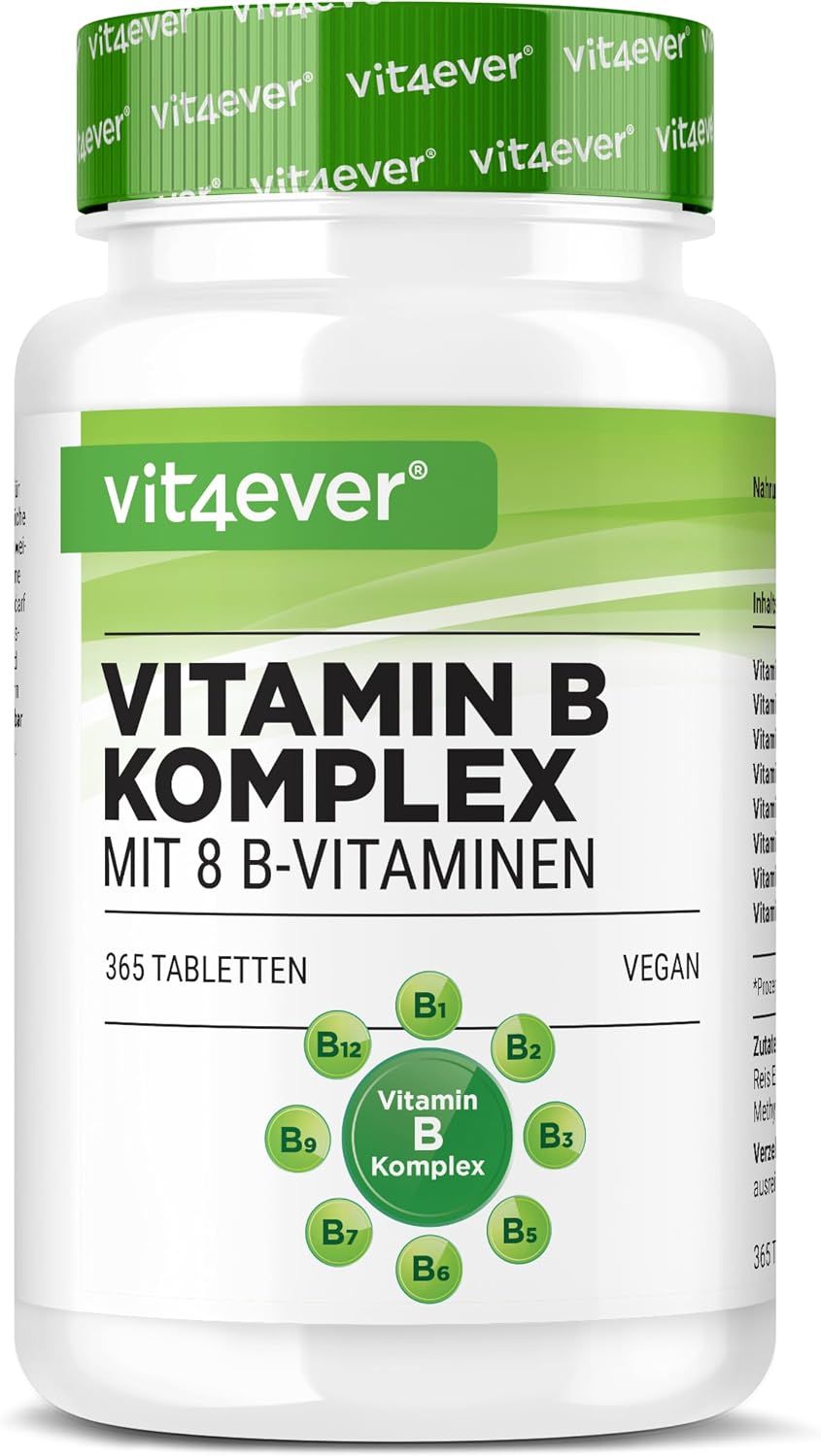 Vit4ever Vitamine B Complex fles met 365 tabletten.
