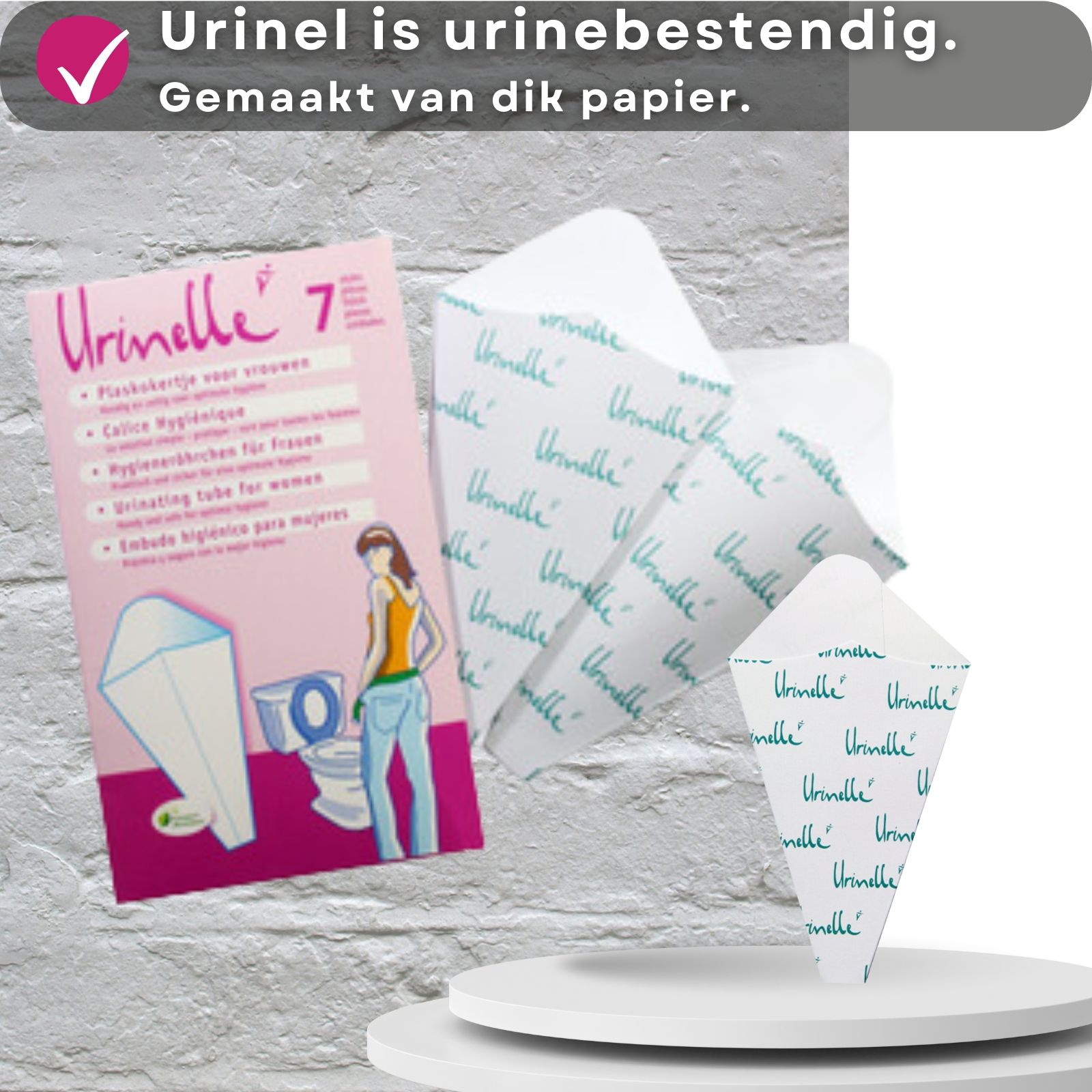 Urinelle. 7 stuks. Verpakking met product. Urinelle urinoirs.