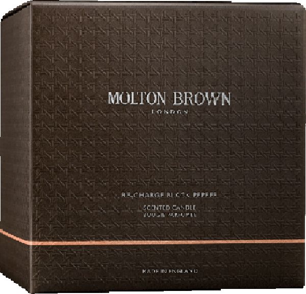 Emballage de la bougie parfumée Molton Brown Re-Charge Black Pepper.