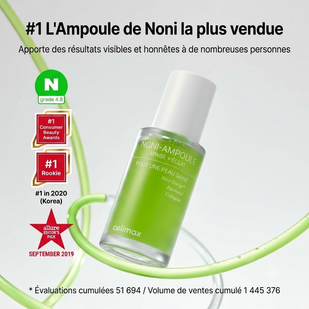 Celimax Noni Ampoule : Noni Énergie, Nano Panthénol, Collagène Végétal.