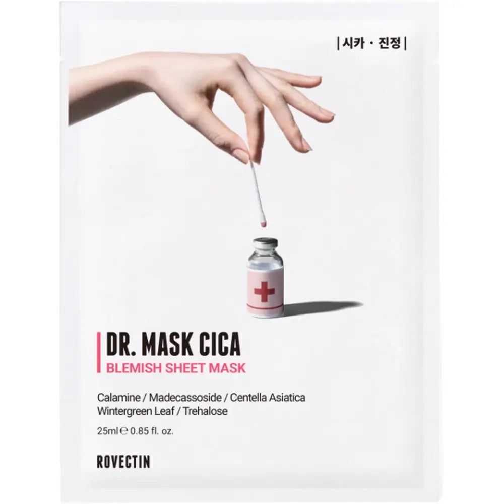 ROVECTIN DR. MASK CICA Masque Tissu Anti-Imperfections avec Calamine, Madécassoside, Feuille de Gaulthérie et Tréhalose.