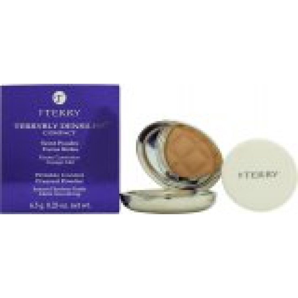 Poudre compacte avec miroir et applicateur. Emballage violet avec informations produit. Marque : Terry.