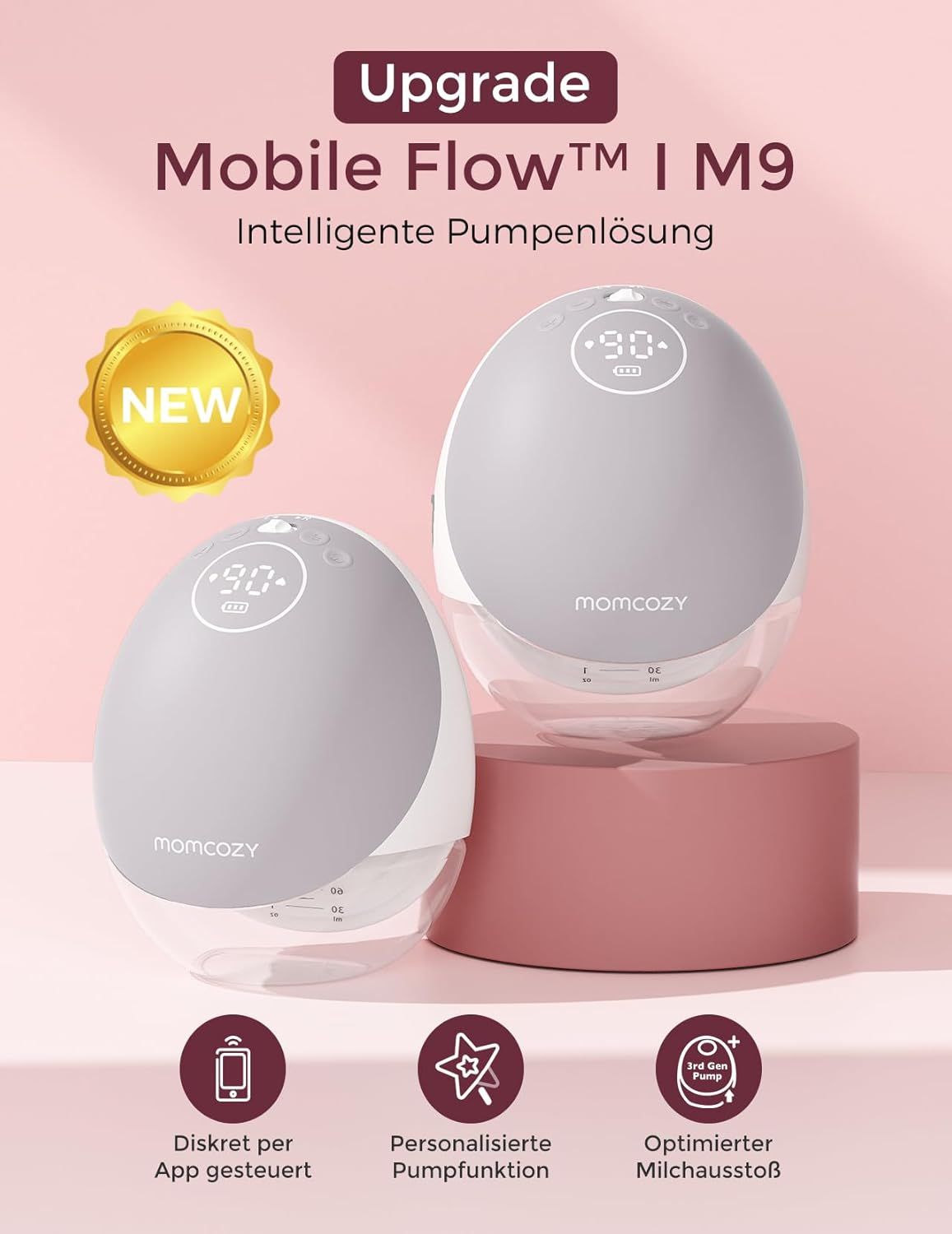 Momcozy Mobile Flow M9 : solution de pompage intelligente avec contrôle par application.