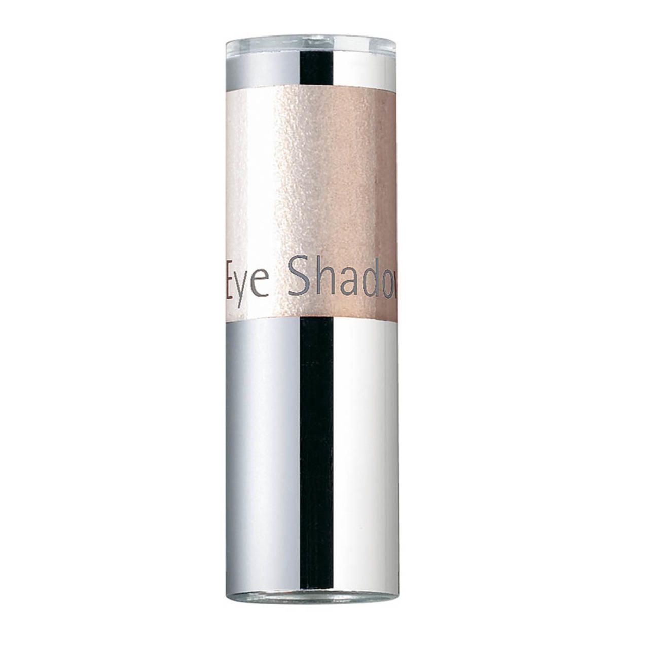Cilindrische houder met zilverkleurige basis en transparante deksel. Bovenste deel toont oogschaduw in lichte tint. Opschrift 'Eye Shadow'.