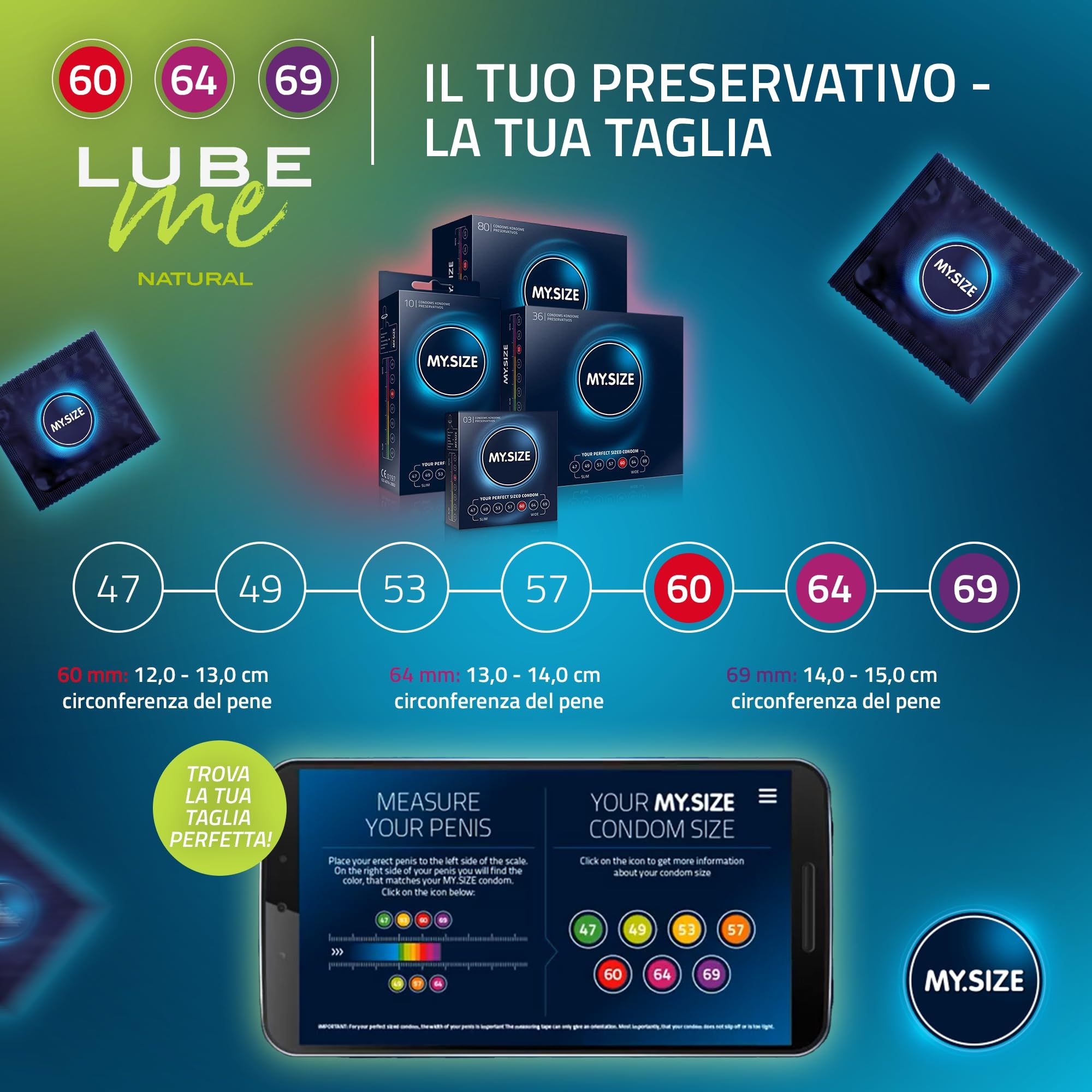 MY.SIZE Préservatifs + LUBE ME Natural Set