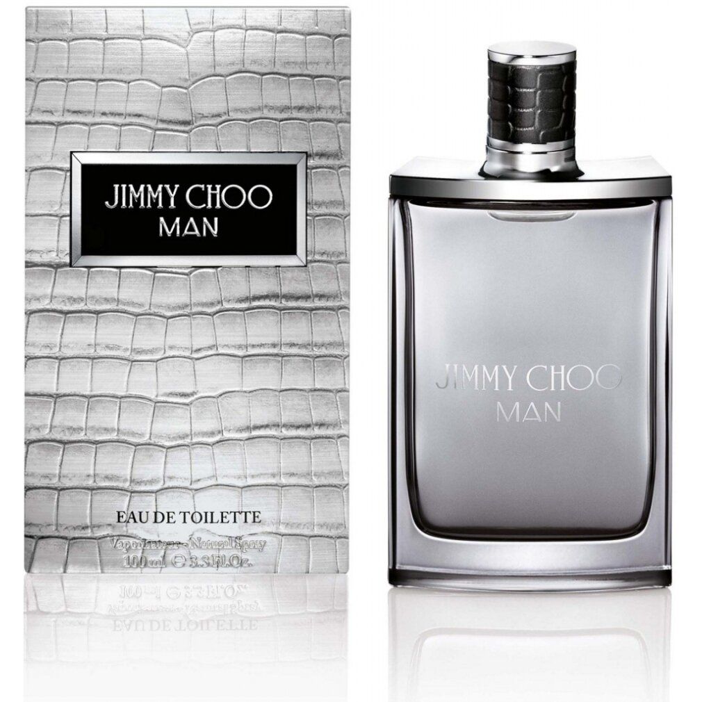 Eau de Toilette Jimmy Choo Man 30 ml, met verpakking. Fles en doos met tekst. Grijze kleur.