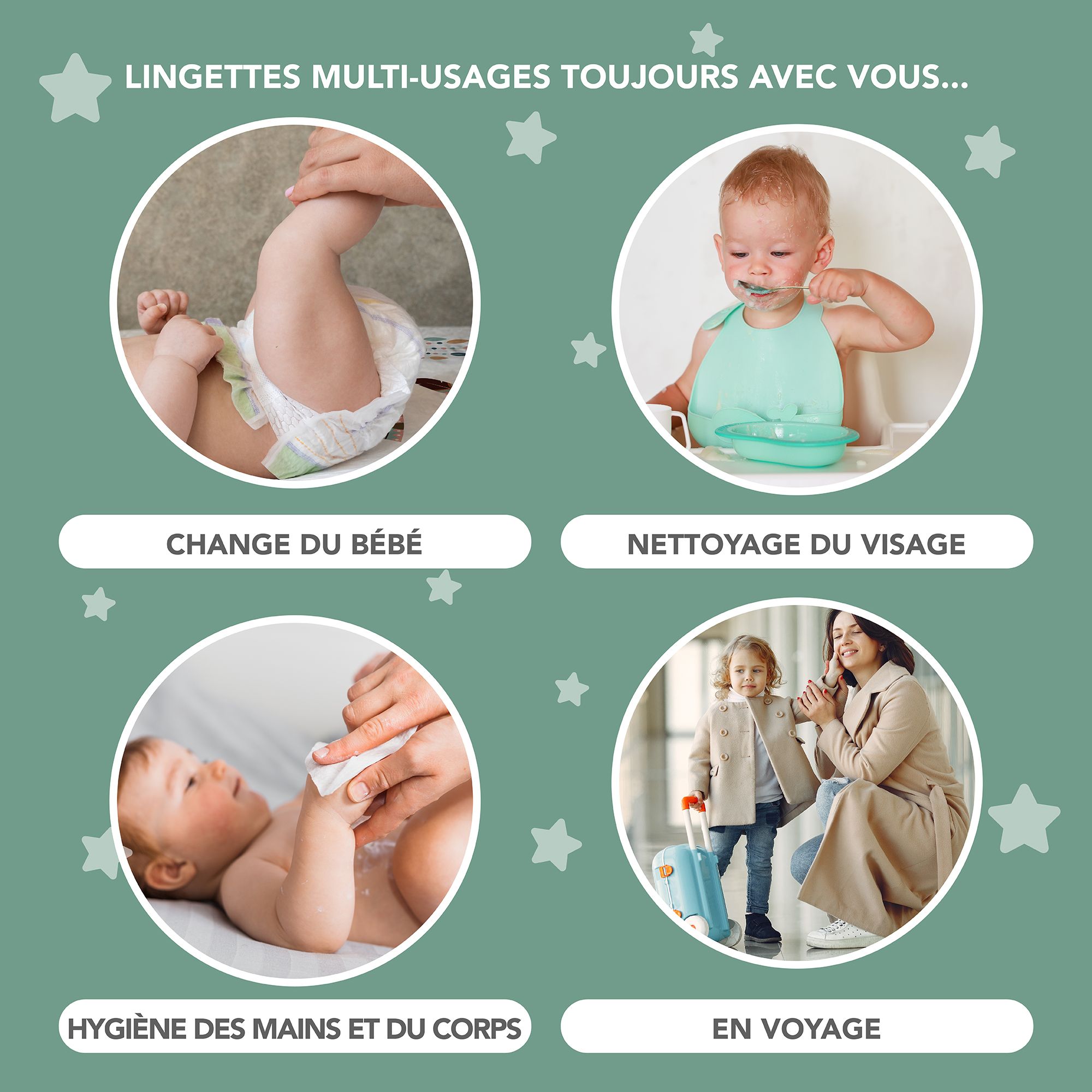 Kikido Lingettes Bébé au Talc
