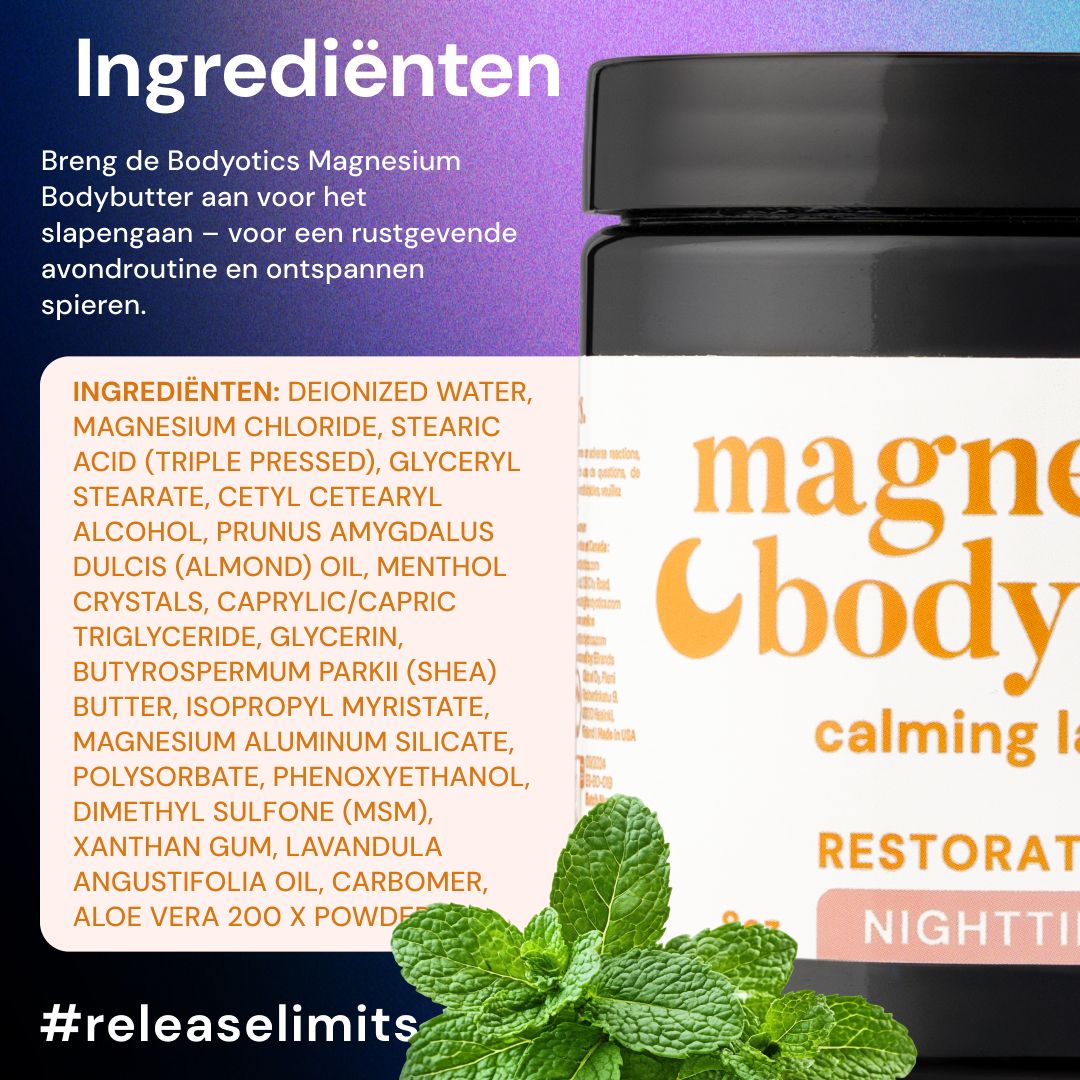 Bodyotics Magnesium Body Butter lavendel, amandel, MSM.