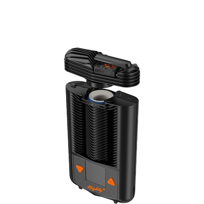 MIGHTY+ Vaporizer met open koelmodule die de kamer onthult.
