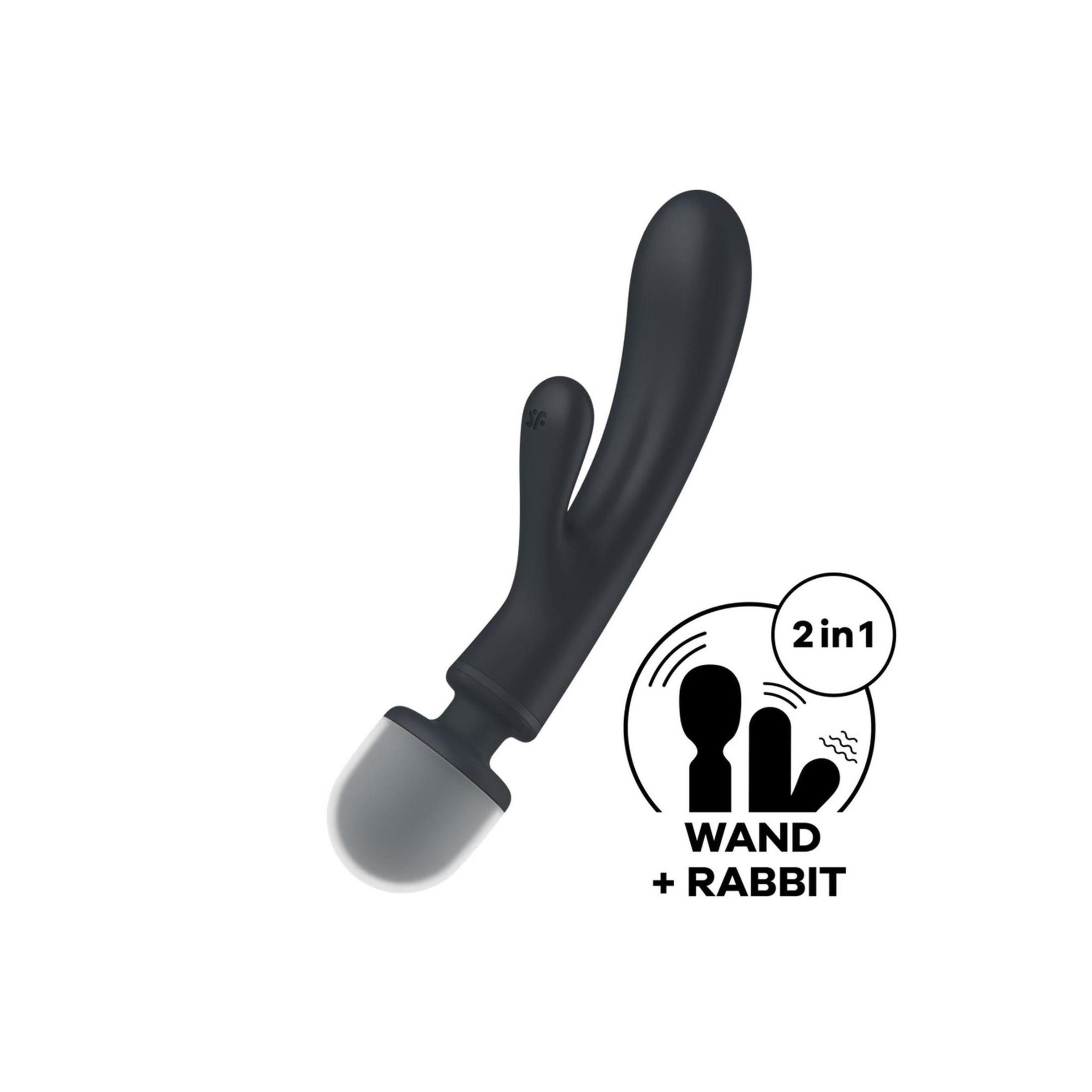 Zwart-grijs wellnessproduct. Gebogen vorm met extra element. 2-in-1 logo.