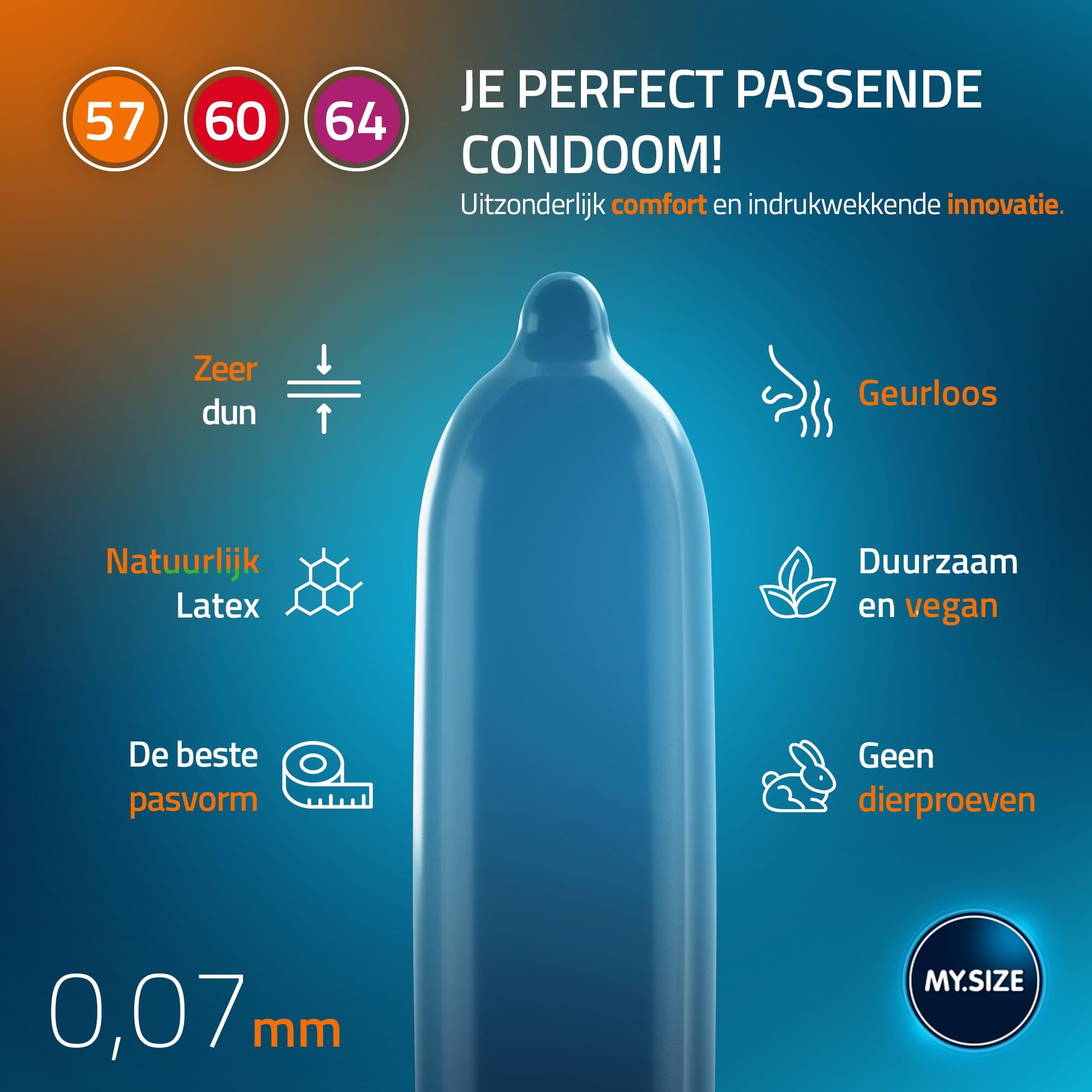 Illustratie voor het bepalen van de maat van MY.SIZE condooms met smartphone-app en maattabel.