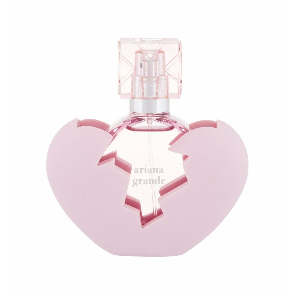 Hartvormige parfumfles met roze omhulsel en transparante dop.