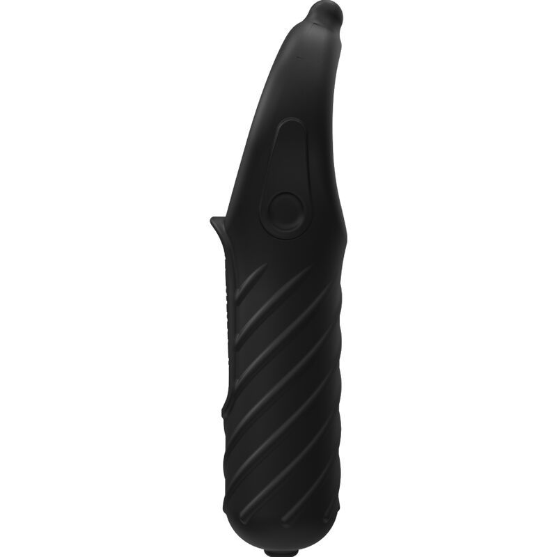 Vue latérale du Bathmate Vibe Edge noir avec manche texturé.
