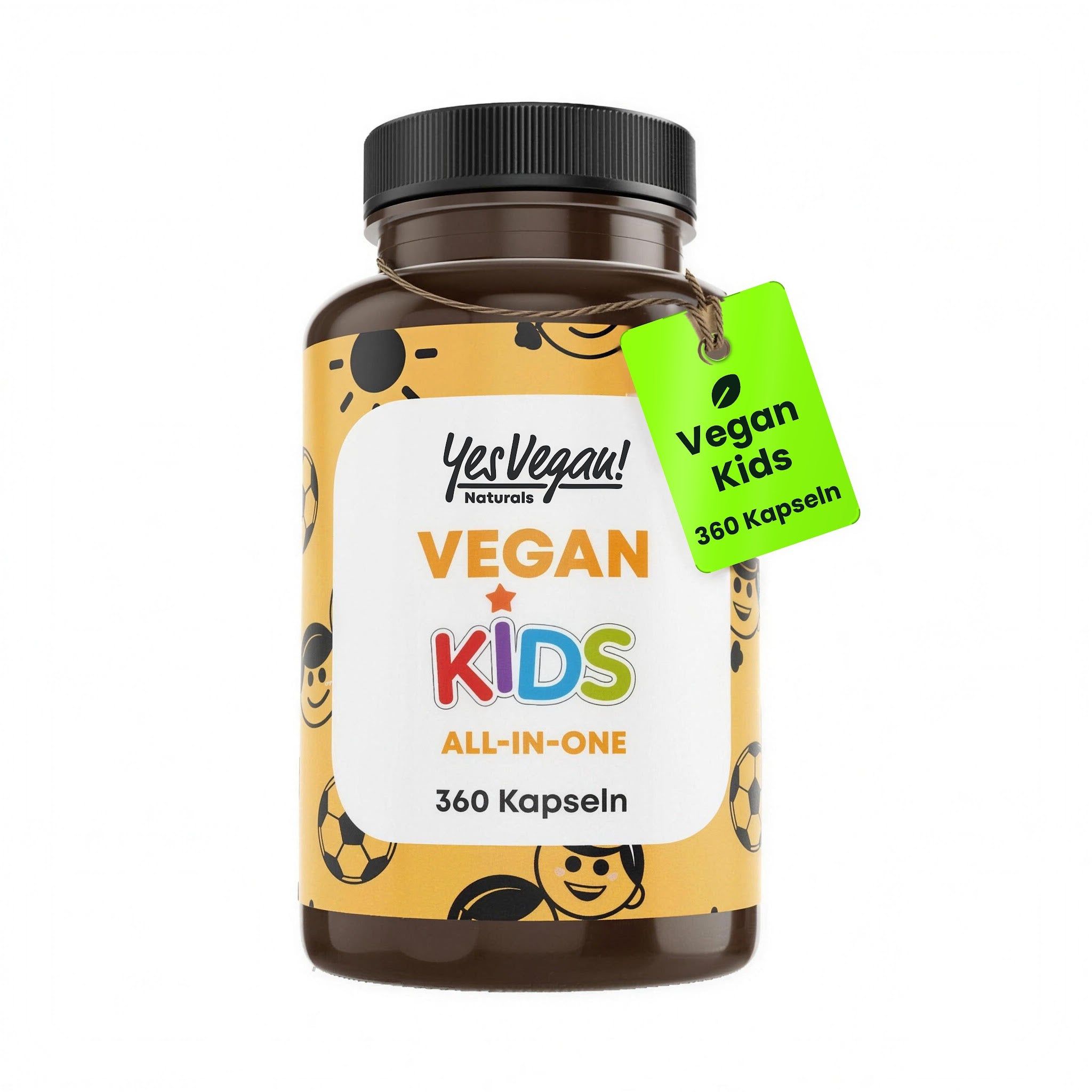 Bouteille de "Vegan Kids All-in-One" de Yes Vegan!, 360 gélules.
