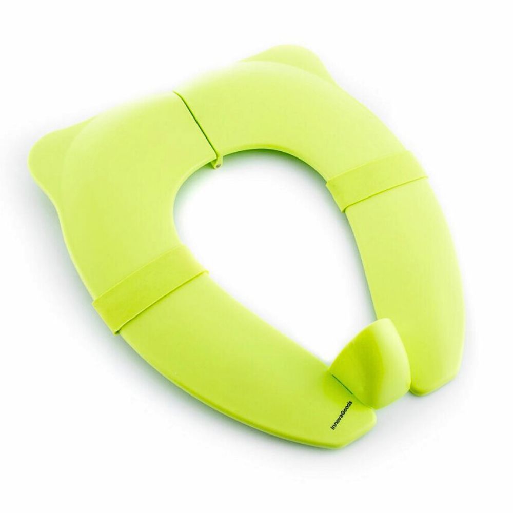 Groene, opvouwbare toiletverkleiner voor kinderen. Oor-ontwerp. Merk InnovaGoods.