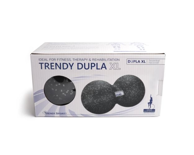 Verpakking met Trendy Dupla XL. Ideaal voor fitness, therapie & revalidatie. Fascia duoball afgebeeld.
