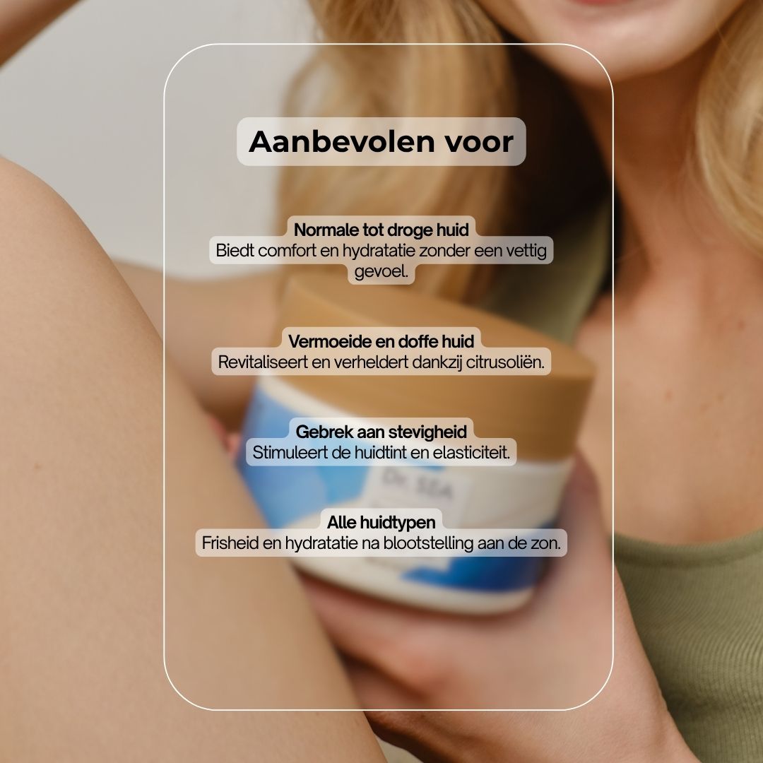 Productpot met tekst. Tekst: Geen parabenen, Geen sulfaten, Geen allergenen, Geen ftalaten. Dermatologisch getest.