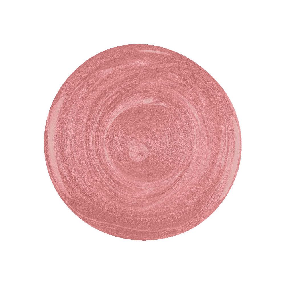 Ronde, glanzende nagellak in roze. Volledige weergave.