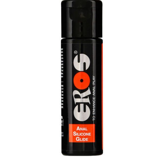 Flacon noir avec EROS Anal Silicone Glide. Contient 118ml.