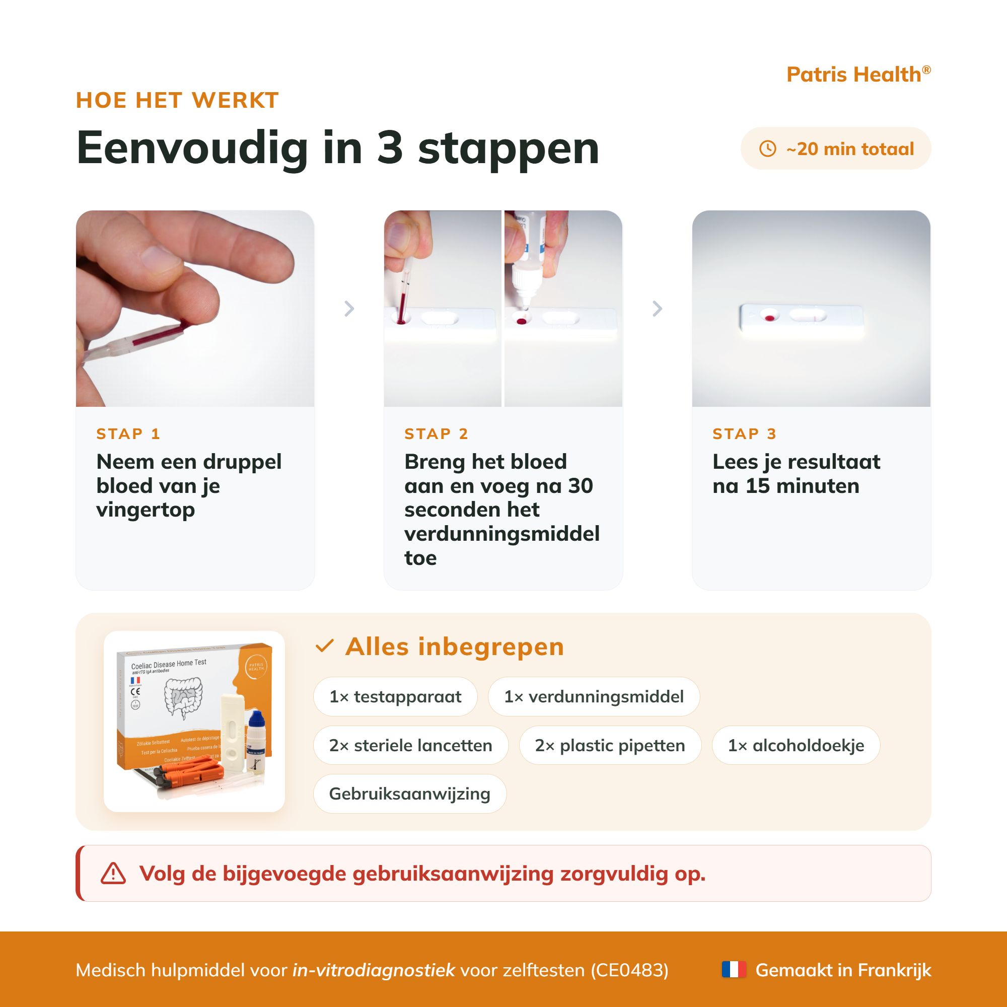 Nederlandse pagina: Voor wie en wanneer is deze Zelf-test Coeliakie geschikt.