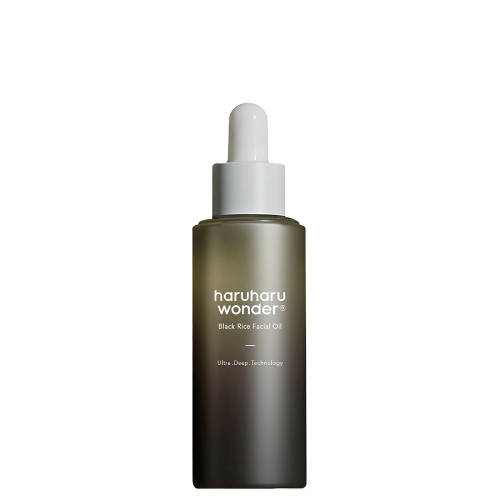 HaruHaru Wonder Black Rice Facial Oil in een druppelfles.