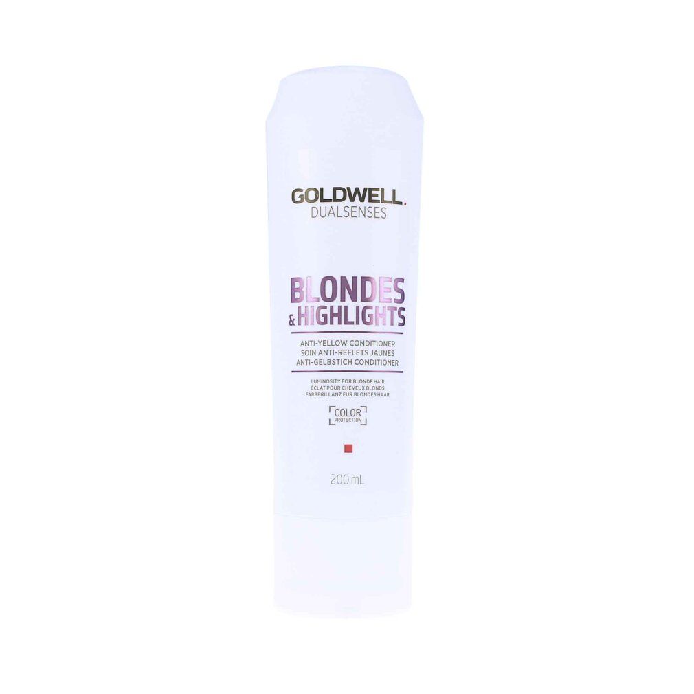 Witte tube Goldwell Dualsenses Blondes & Highlights Anti-Yellow Conditioner. 200ml. Productafbeelding.
