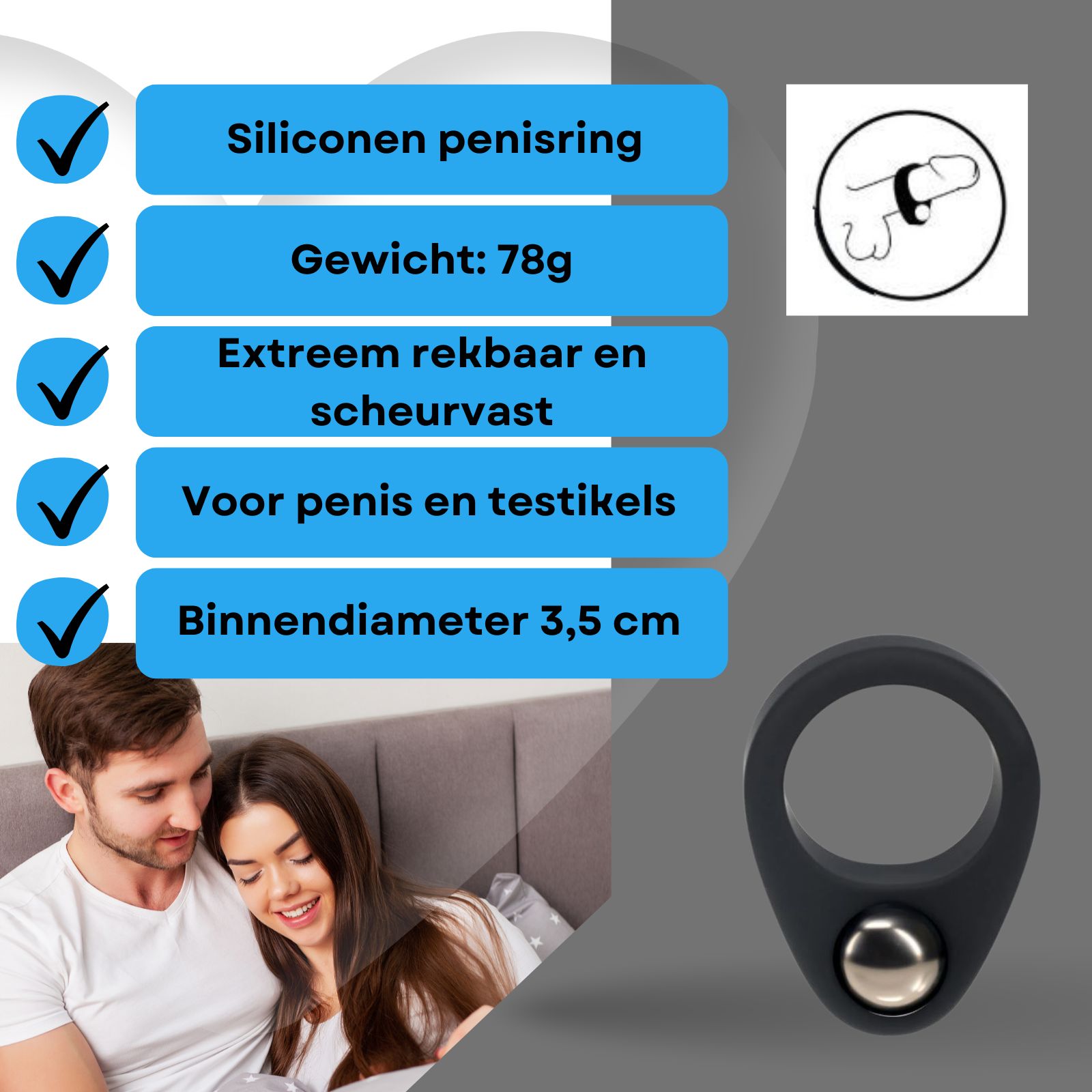 Lovelyness - Cockring met gewicht - Heavy - S