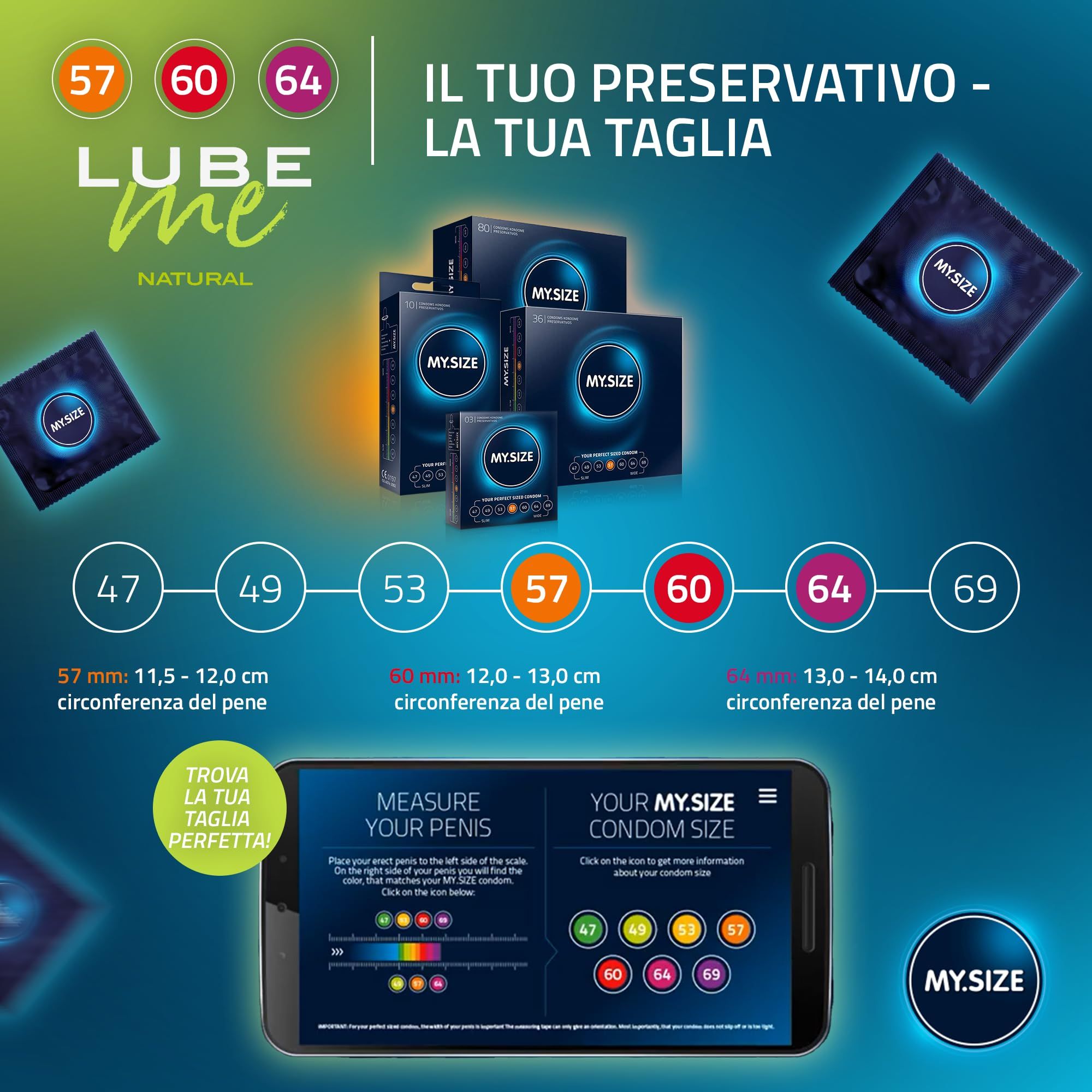 MY.SIZE Préservatifs + LUBE ME Natural Set
