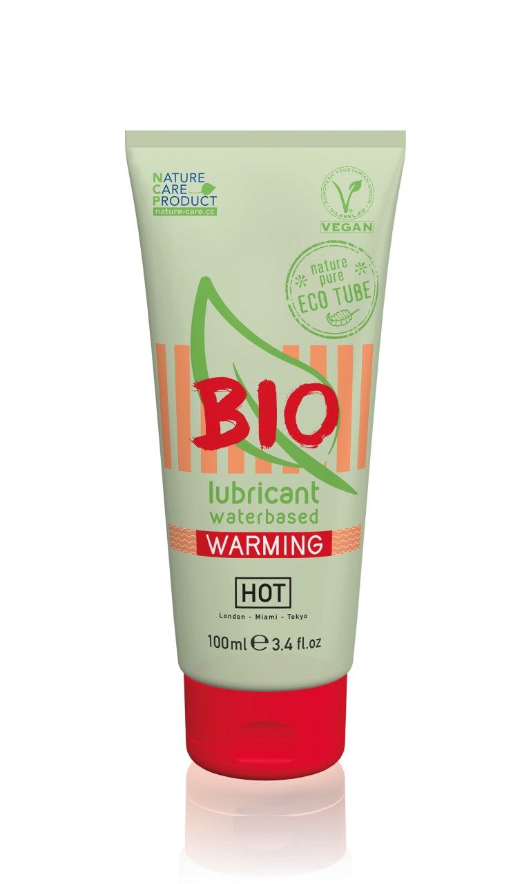 Lubrifiant BIO Warming, à base d'eau, tube de 100ml avec bouchon rouge.