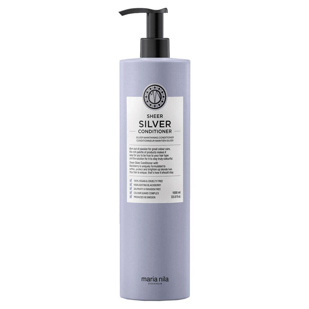 Maria Nila Sheer Silver Conditioner, flacon de 1000ml avec pompe.