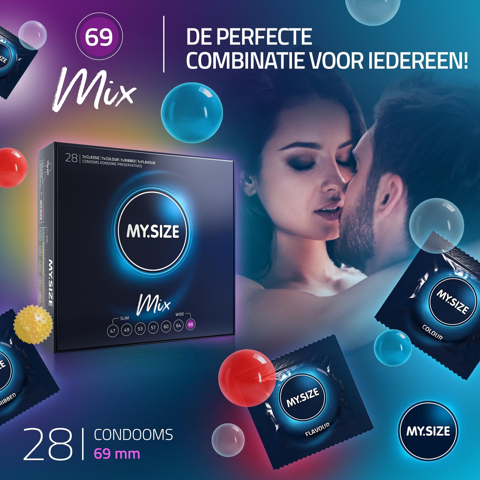 My.Size 69mm MIX: 7 maten, 4 varianten. Meet uw maat voor de perfecte pasvorm.