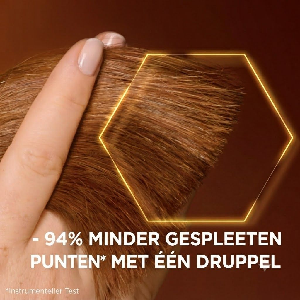 Haarpunten behandeld met product voor 94% minder gespleten punten.
