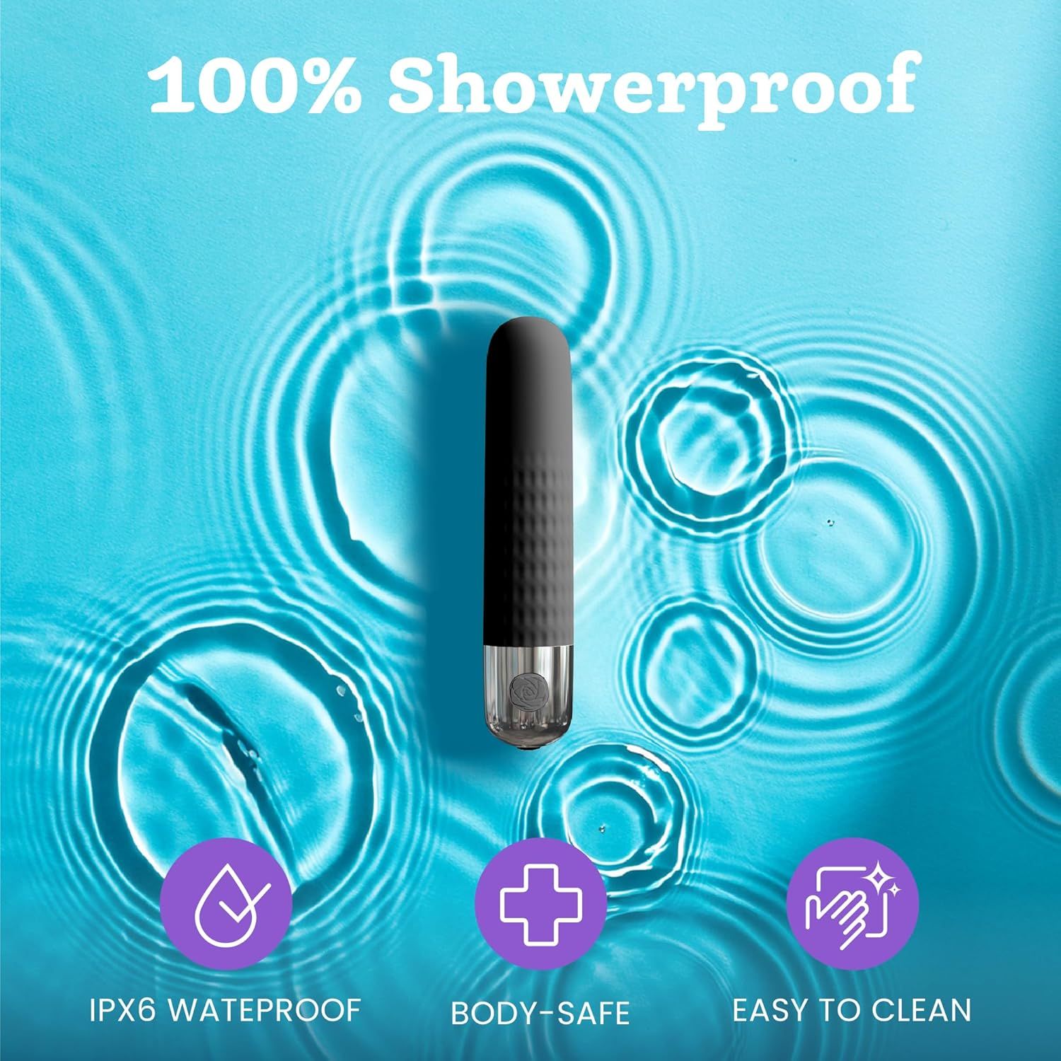 Zwarte Bullet Vibrator, 100% waterdicht (IPX6), body-safe, makkelijk schoon te maken.