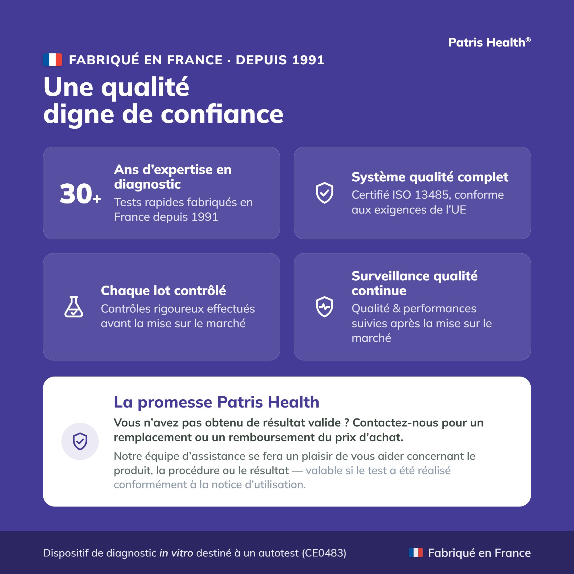 Qualité et confiance du test TSH thyroïdien : expérience, certification ISO, contrôle des lots.