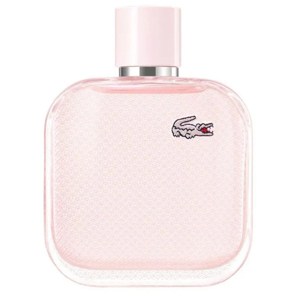Roze fles met roze dop. Logo op de fles. Eau de toilette.