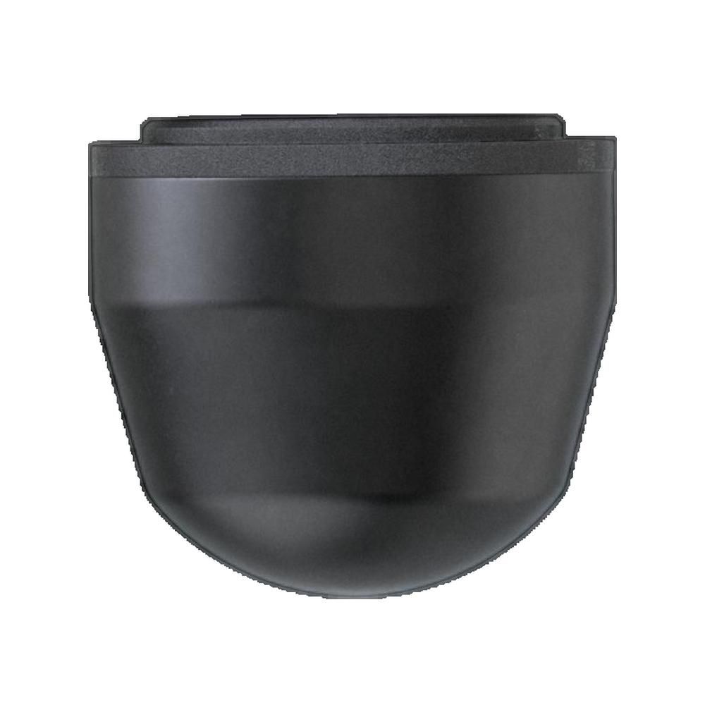 Zwart massage-accessoire. Rechthoekige bovenkant, daaronder een taps toelopend, afgerond lichaam.